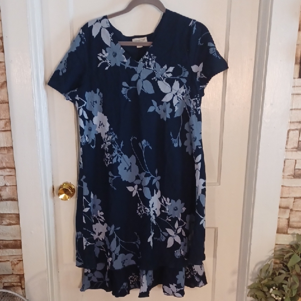 Coldwater Creek Blue and White Cotton Sundress Size Large